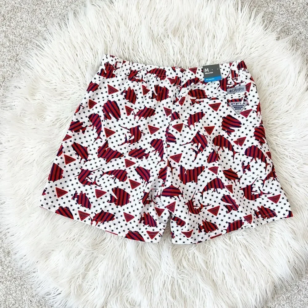 Columbia Red and Black Patterned Swim Shorts